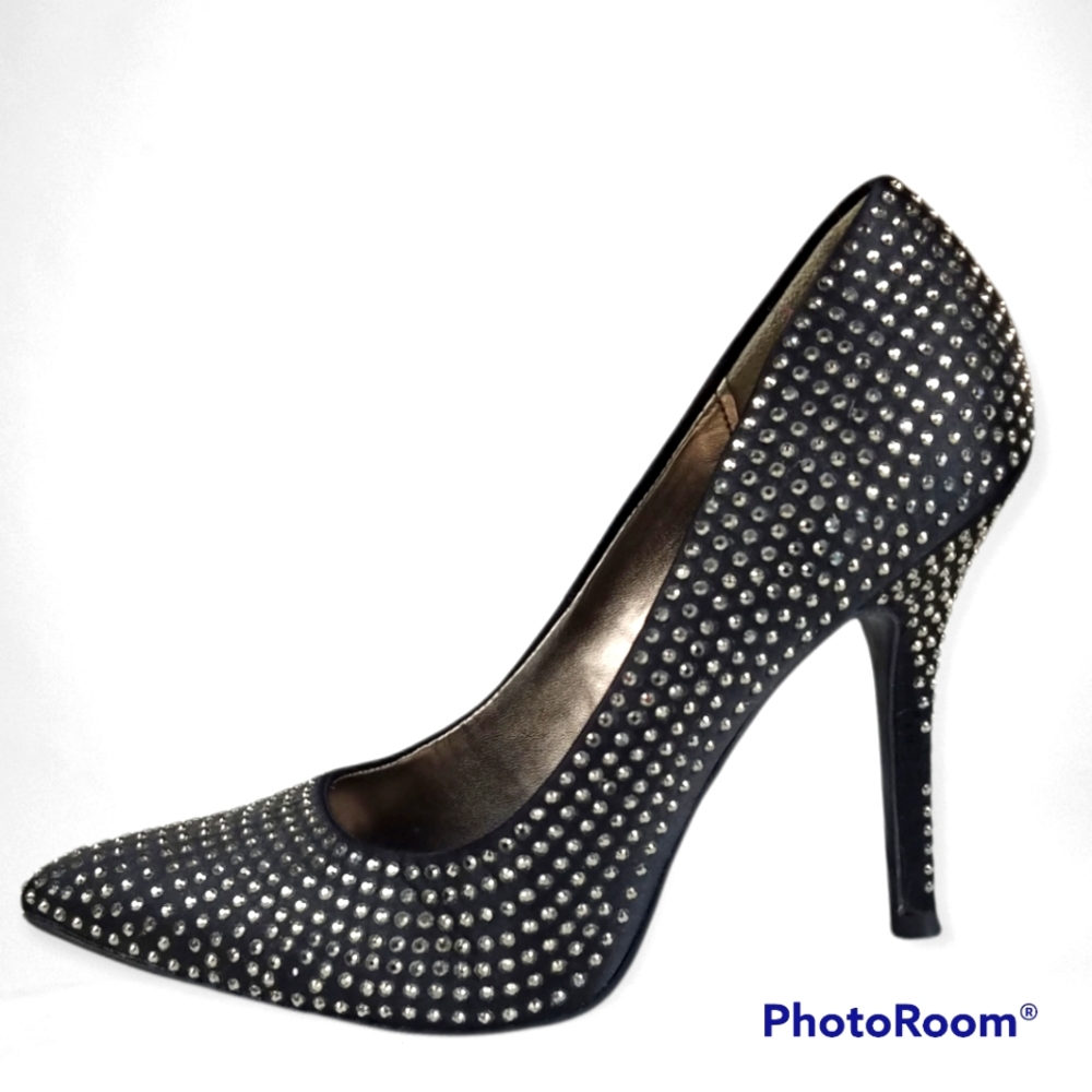 Maripe rhinestone studded black 4" Holiday Stiletto heels size EU 37.5 (7.5/8)